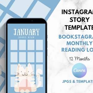 Cute Animals Bookstagram Reading Log Instagram Story Post Template | Bookstagram Planner | Reading Planner | IG Story Templates for Writers