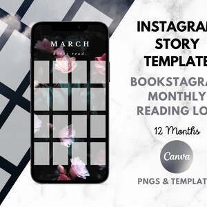 Bookstagram Reading Log Instagram Story Post Template Moody Nature | Bookstagram Planner | Reading Planner | IG Story Templates for Writers