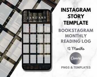 Bookstagram Reading Log Instagram Story Post Template Dark Academia | Bookstagram Planner | Reading Planner | IG Story Templates for Writers