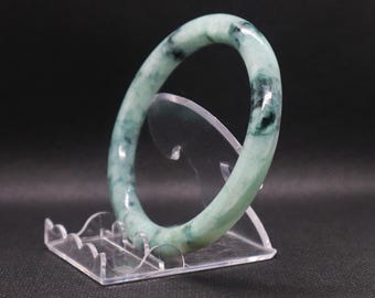Ijzige muntgroene jadeietarmband: Birmese jade, gevlekte inkt (58 mm)