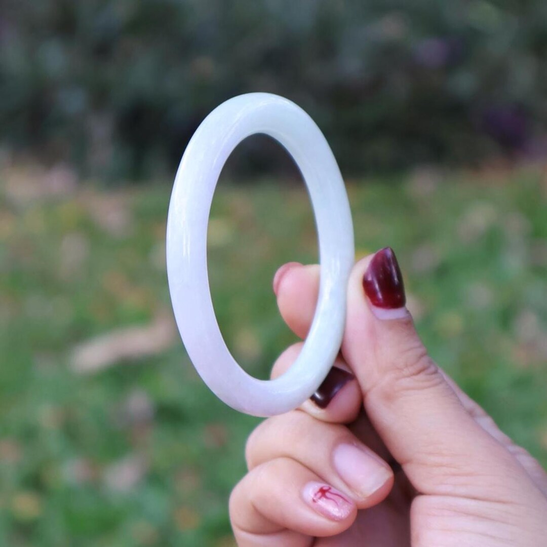 50mm Natural White Jade Bangle Luck Wealth Protection Bracelet - Etsy