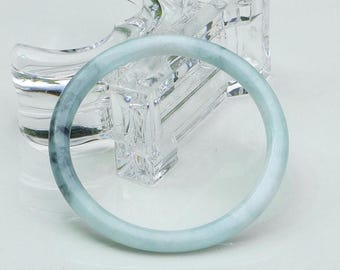 Natural Burmese Jadeite Bangle – Light Green Jade Bracelet, 61mm