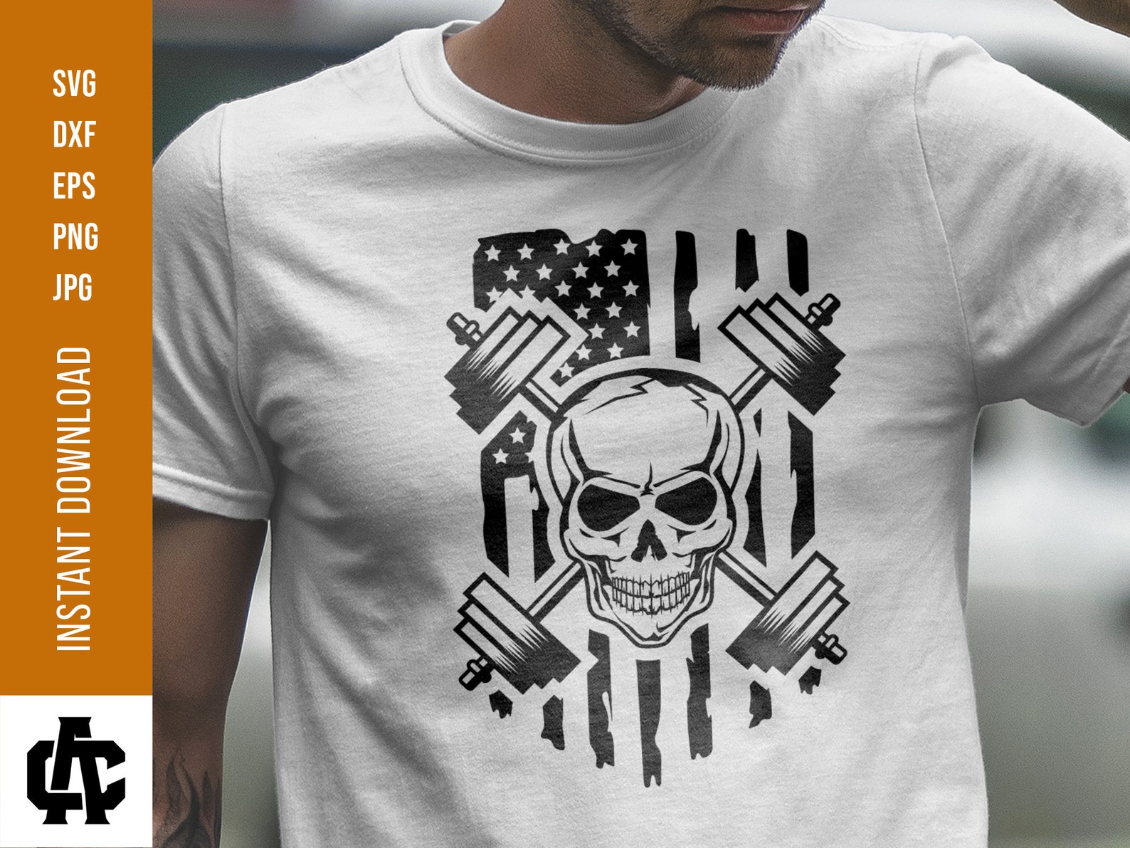 USA Skull Skeleton Barbell Svg USA Fitness Svg USA flag | Etsy