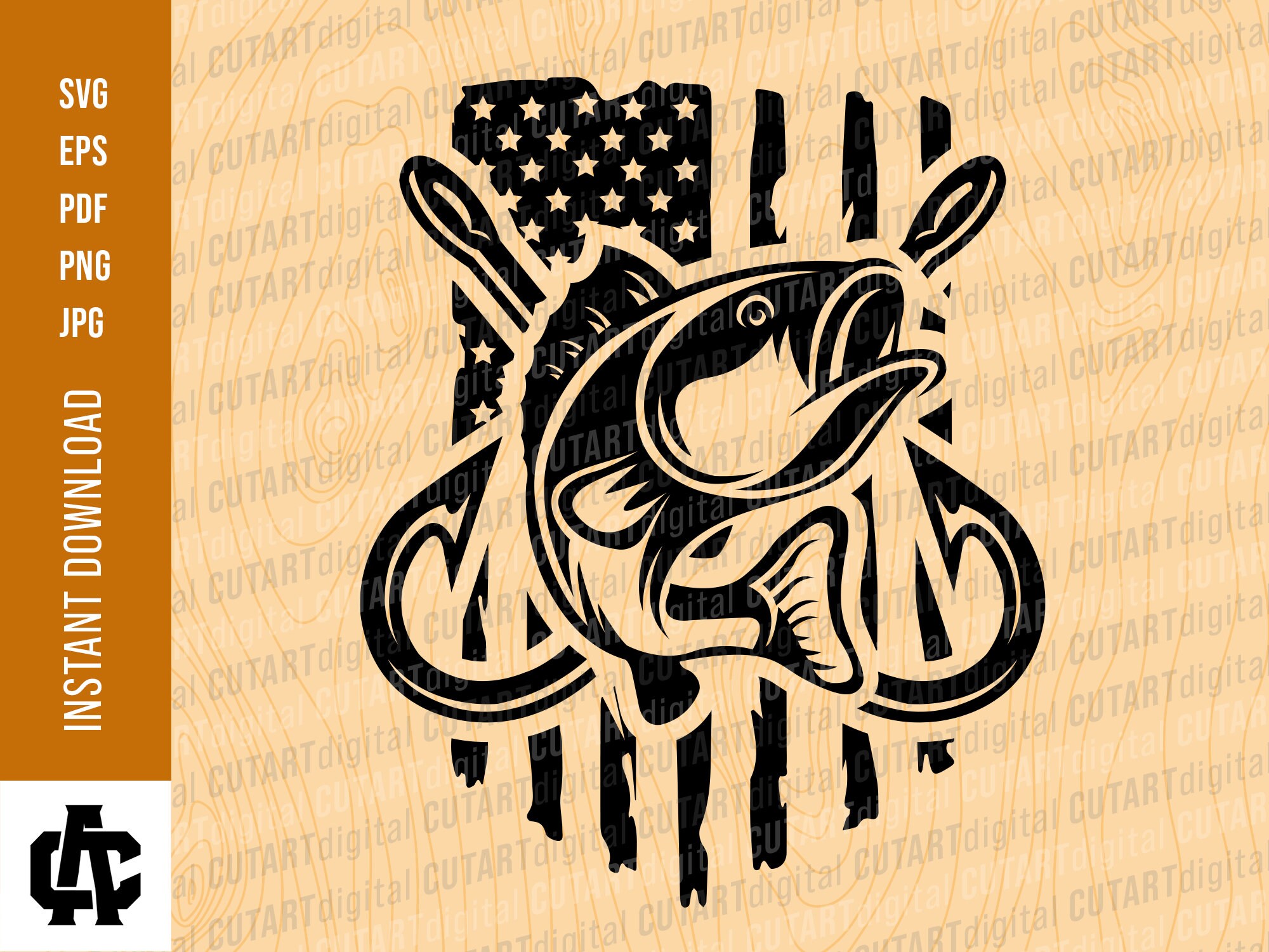 Fishing Distressed American USA Flag SVG Hook svg Fishing | Etsy