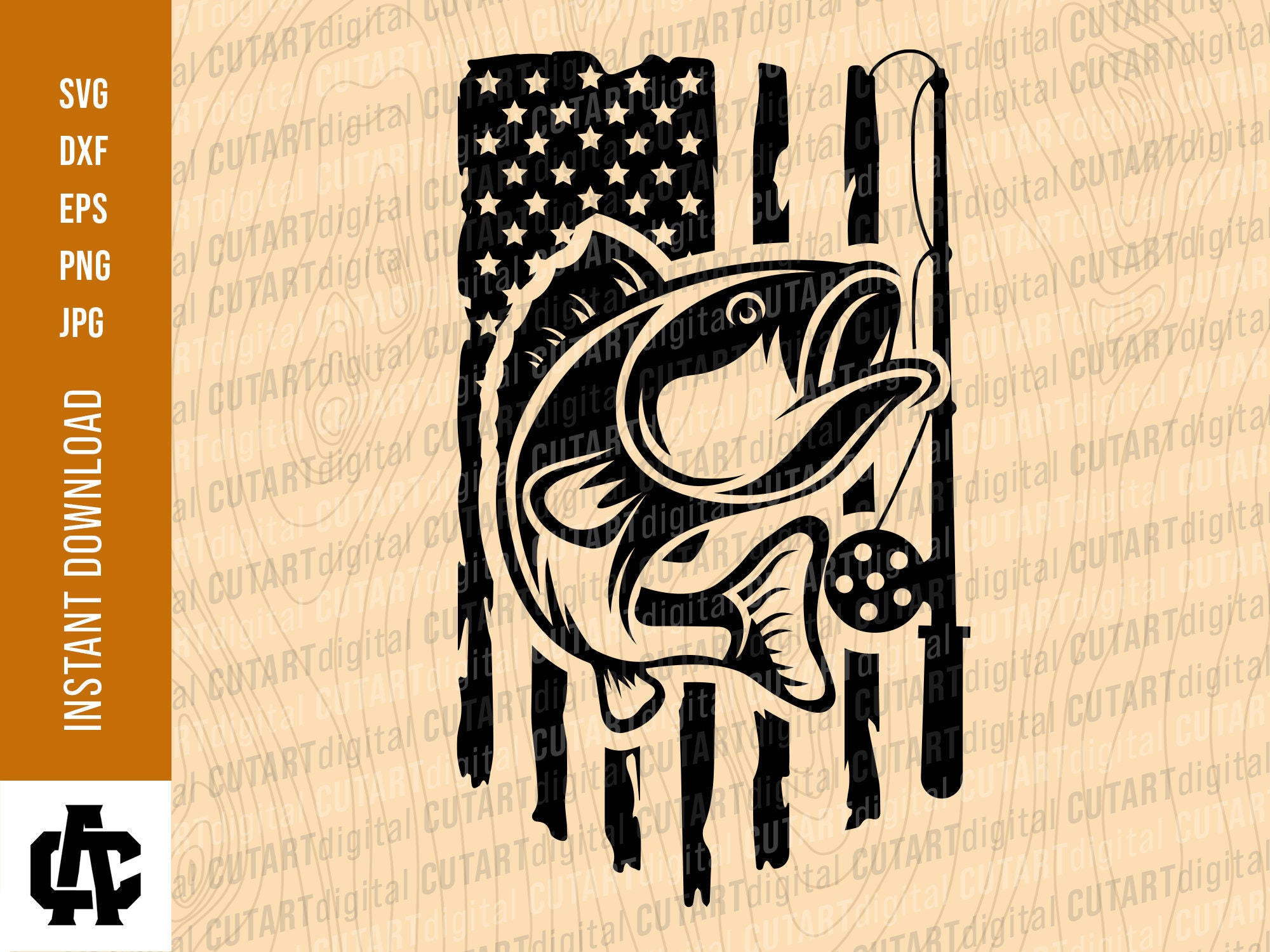USA Distressed Flag Fishing Svg Fishing Svg America | Etsy