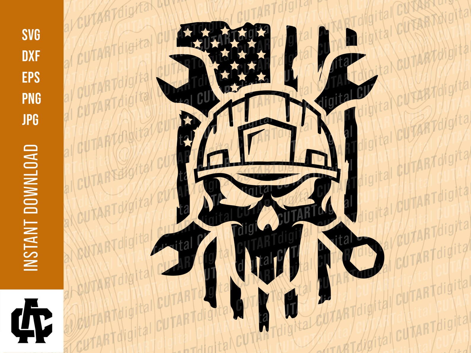 Construction Skull Svg Helmet Hard Hat Tool Usa flag Etsy