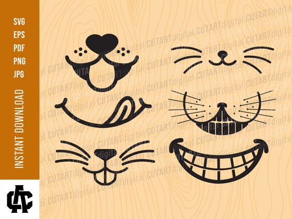Download Funny Face Mask Svg Bundle Social Distance Animal Mask Etsy