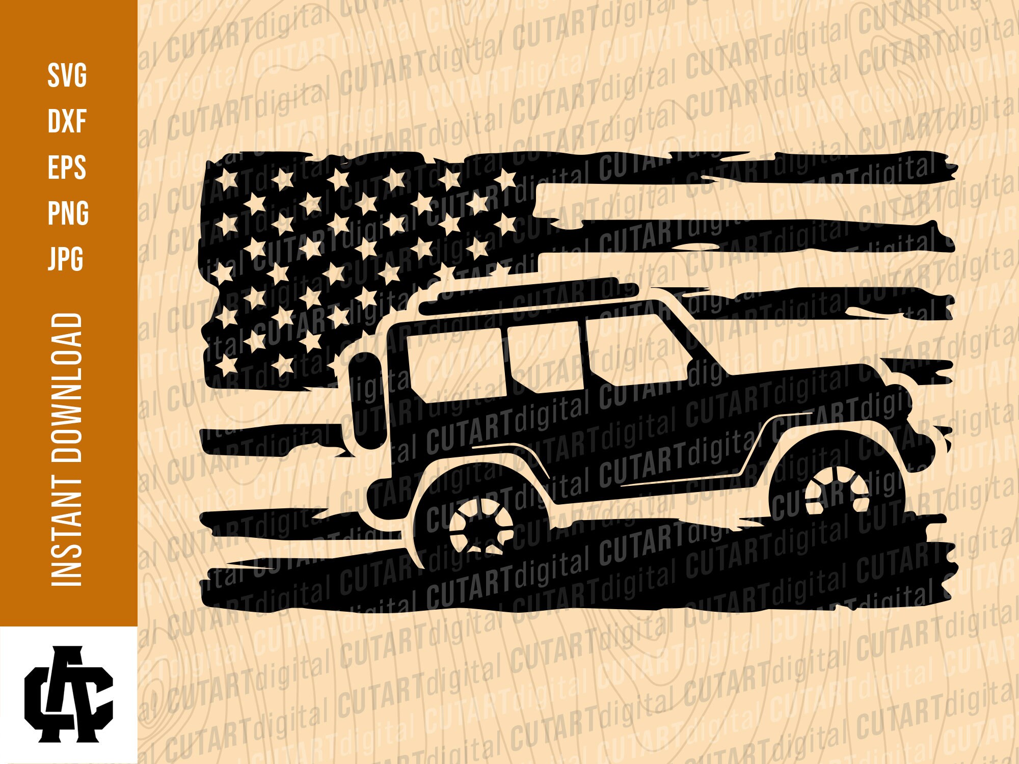 American Flag Jeep SVG Cut File For Cricut And Silhouette | Etsy
