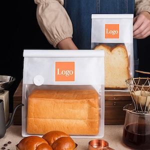 30 sacos de pão de padaria com janela – sacos de embalagem para torradas para pão caseiro, croissants, biscoitos – impressão de logotipo personalizado disponível