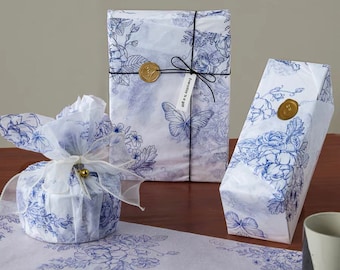 Floral Baking Wrapping Paper Sheets - Cookie Candy Bakery Packaging Set of 20