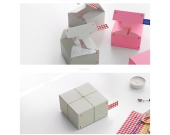 Houndstooth Treat Boxes: Pink, Red, Green, Grey - Set of 4 (4x4x3'')