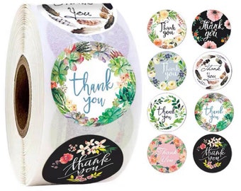 Floral "Thank You" Stickers: 1.5 inch, 500 Labels for Small Business