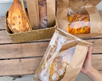 Kraft Bread Bags with Clear Window: Eco-Friendly Bakery Packaging (Set of 25)