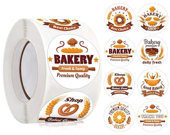Bakery Stickers: "Shop Baked Good" - 1 inch, Roll of 500