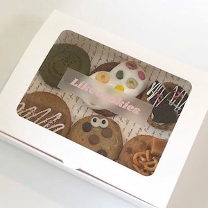 Cajas de cartón blanco/rosa para panadería, pasteles, galletas y regalos con ventana y tapa transparentes - 24 x 18 x 4,6 cm (7 x 13 x 5 cm) - Juego de 4