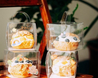 Dessert Boxes with Handle, Clear Favor Boxes, Bakery Packaging, Treat