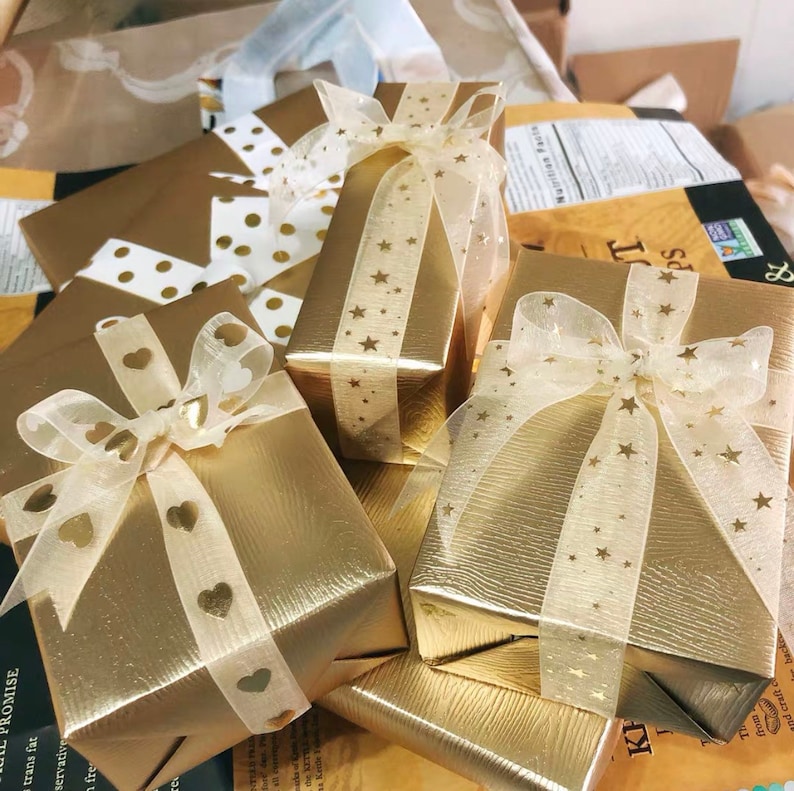 Sheer Organza Gold Pink Ribbon for Gift Wrapping/cake Boxes Etsy