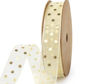0,9 x 18,3 m rotolo di 3 mm oro metallizzato nastro di organza avvolgere regali (Crafts – creazione di gioielli – ciondoli decorazione – gioielli accessori moda di Gcs