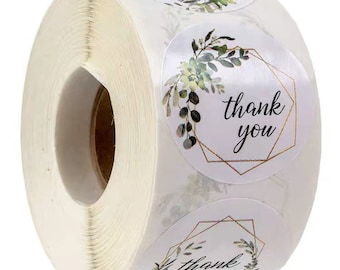 Large Roll of 500pcs “Thank you” Stickers  for Small Business, Bakery Stickers, 1.5 inch