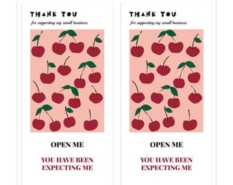 Pegatinas de agradecimiento para el embalaje de pequeñas empresas - Etiquetas de panadería Cherry, 50 unidades