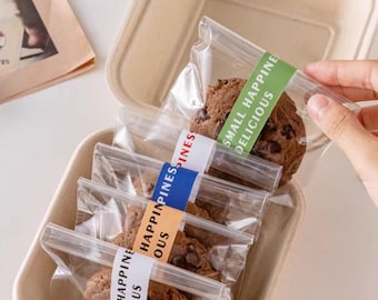 Doorzichtige koekjeszakjes met kleine geluksstickers - bakkerijverpakking 100 stuks 4 x 6 en 3,25 x 4,9 in