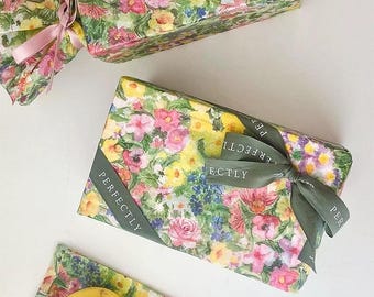 Papel de seda con estampado floral en acuarela para envolver regalos y obsequios para fiestas temáticas de panadería (10 hojas)