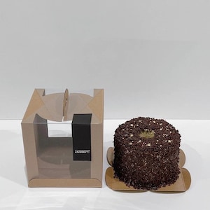 Brown Cake Boxes 8 inches with Clear Window, Cake Board and Handle– Birthday Cake Box- Cake Carriers/ Containers -  8x8x8&quot;-Set of 5