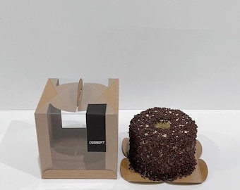 Cajas marrones para pasteles con ventana y asa (juego de 5)
