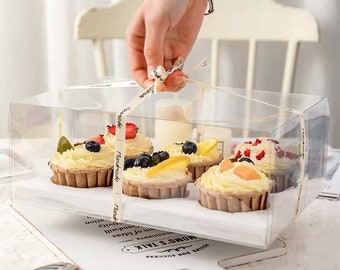 Clear Cupcake Boxes: Holds 4, 6, or 12 - Set of 5