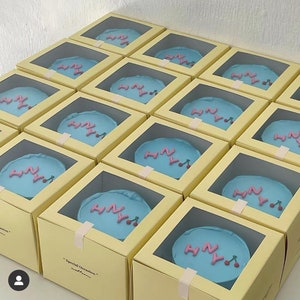5.5 inches Yellow Cake Boxes with Window and Cardboards – Cake Carriers -Cake Containers - 5.5 x 5.5 x 5 in - Set of 5