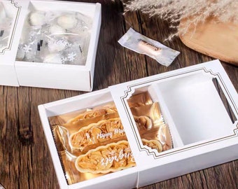 White Bakery Boxes with Window - 10 Holes Macarons Packaging -Treat Boxes - Minicake packaging- Cookies Boxes- 6.25x5x2 inches - Pack of 5