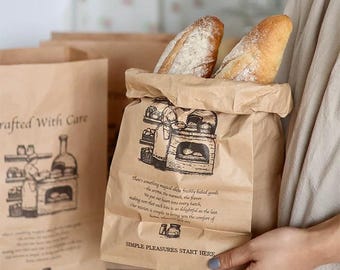 Vintage kraftpapier bakkerijzakken voor brood en koekjes - bedrukte verpakking 50 stuks