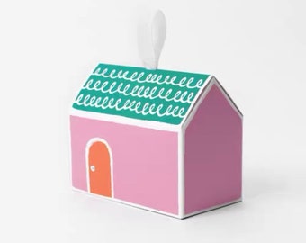 Cajas de repostería con forma de casa para recuerdos de fiesta y regalos de dulces - Juego de 2