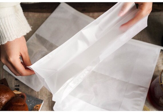 10PCS Clear White Stand Up Bread Bags Window Plastic Packaging Kraft Paper  Bag
