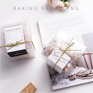 Transparent Bakery Boxes for Cookies, Candy, Chocolate, Snacks - Set of 5 PCs - 6.3 x 2.75 x 2.75&quot;/4x4x4&quot;