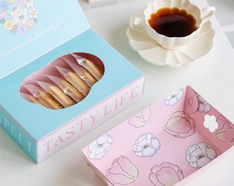 Blue and Pink Floral Bakery Boxes for Treats and Party Favors - Set of 5
