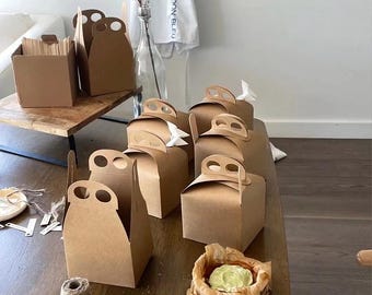 Kraft-cakedozen met handvat voor koekjes en desserts, set van 5