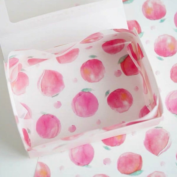 100 Sheets/50 Sheets of Wax Paper / Fruit Deli Print Wrap Paper for Cookies, Donuts, Bread, Cakes - 14"x10" / 7”x7"