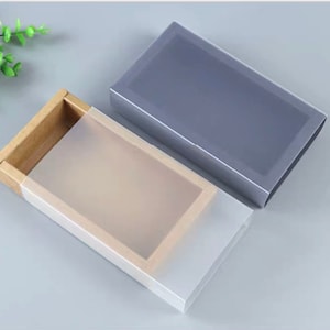 Translucent Black/Kraft Thick Durable Boxes -Bakery supplies /Carrier-Candle/Gift boxes - 10 x 6 x 2.5  / 10.5 x 6.5 x 3.5 inches (4 Pcs)