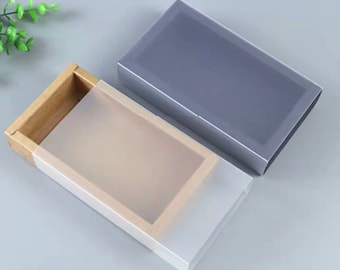 Translucent Black/Kraft Thick Durable Boxes -Bakery supplies /Carrier-Candle/Gift boxes - 10 x 6 x 2.5  / 10.5 x 6.5 x 3.5 inches (4 Pcs)
