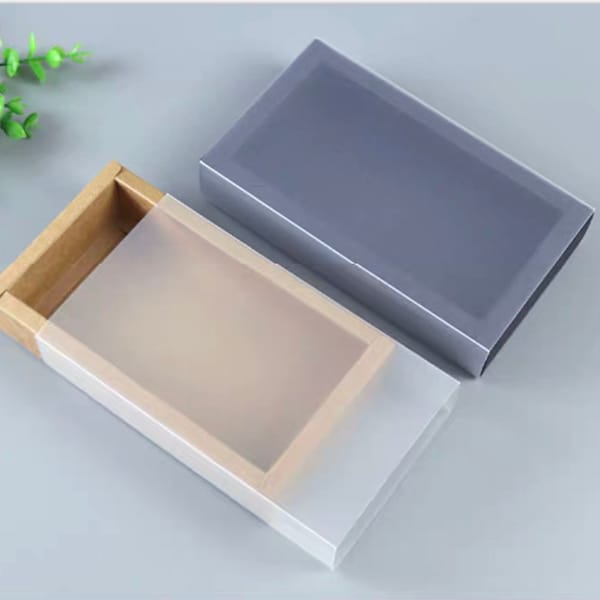 Translucent Black/Kraft Thick Durable Boxes -Bakery supplies /Carrier-Candle/Gift boxes - 10 x 6 x 2.5  / 10.5 x 6.5 x 3.5 inches (4 Pcs)