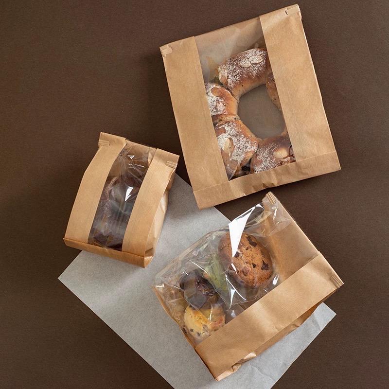 Sacchetti di carta per il pane fatto in casa sacchetti di carta per pane a lievitazione naturale sacchetti di carta da forno con finestra per stoccaggio di imballaggio alimentare