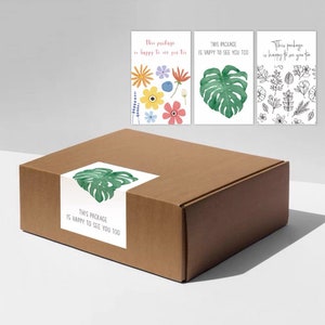 Adesivos de embalagem - adesivos de agradecimento para pequenas empresas, adesivos de padaria "O pacote está feliz em ver você também" - 150 por rolo -3 x 2 polegadas