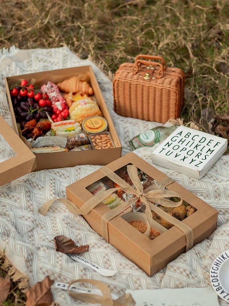 Picknick Box Picnic Food Boxes for Charcuterie and Bakery Treats - Kraft Window ...
