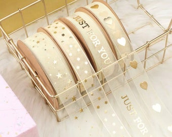 Gcs Nastro Organza Metallizzato Oro - 3mm X 20m - Per Confezioni Regalo, Bomboniere, Fai-da-Te E Decorazioni