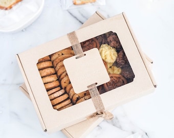 Corrugated Cardboard Bakery Boxes/Cake Boxes/Cookies Boxes/ Gift Boxes with Transparent Window and Lid-8.9 x 6.1 x 2 ''-Set of 3