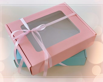 Cajas de repostería en tonos pastel con ventana para galletas y recuerdos de fiesta - Juego de 3 cajas de cartón corrugado