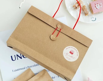 Cadeauzakjes van kraftpapier met venster – verpakkingsset voor bakkerijtraktaties (5 zakjes)