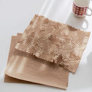 Feuilles de papier kraft nid d'abeille pour emballage cadeau et pâtisserie – 10 feuilles | 2 tailles | Emballage de coussin respectueux de l'environnement