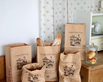 Bolsas de papel Kraft estilo vintage para panadería, ideales para pan y galletas - Embalaje impreso, 50 unidades